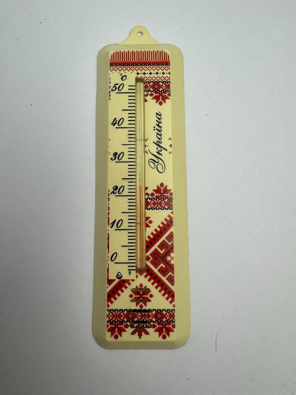 Vintage Ukrainian Wall Thermometer Ukraine Embroidery Folk Art Collectible